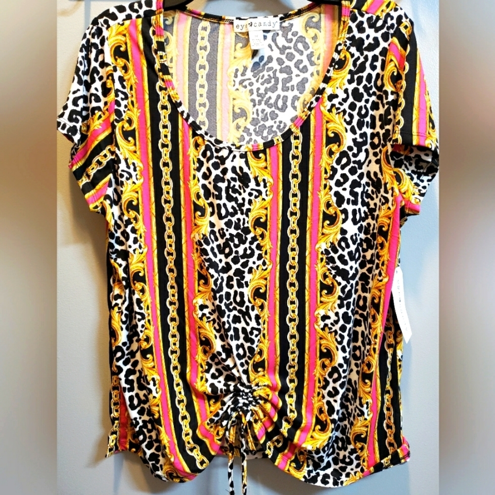 Eye Candy NWT 3X Animal/Chainlink Design Short Sleeve Top